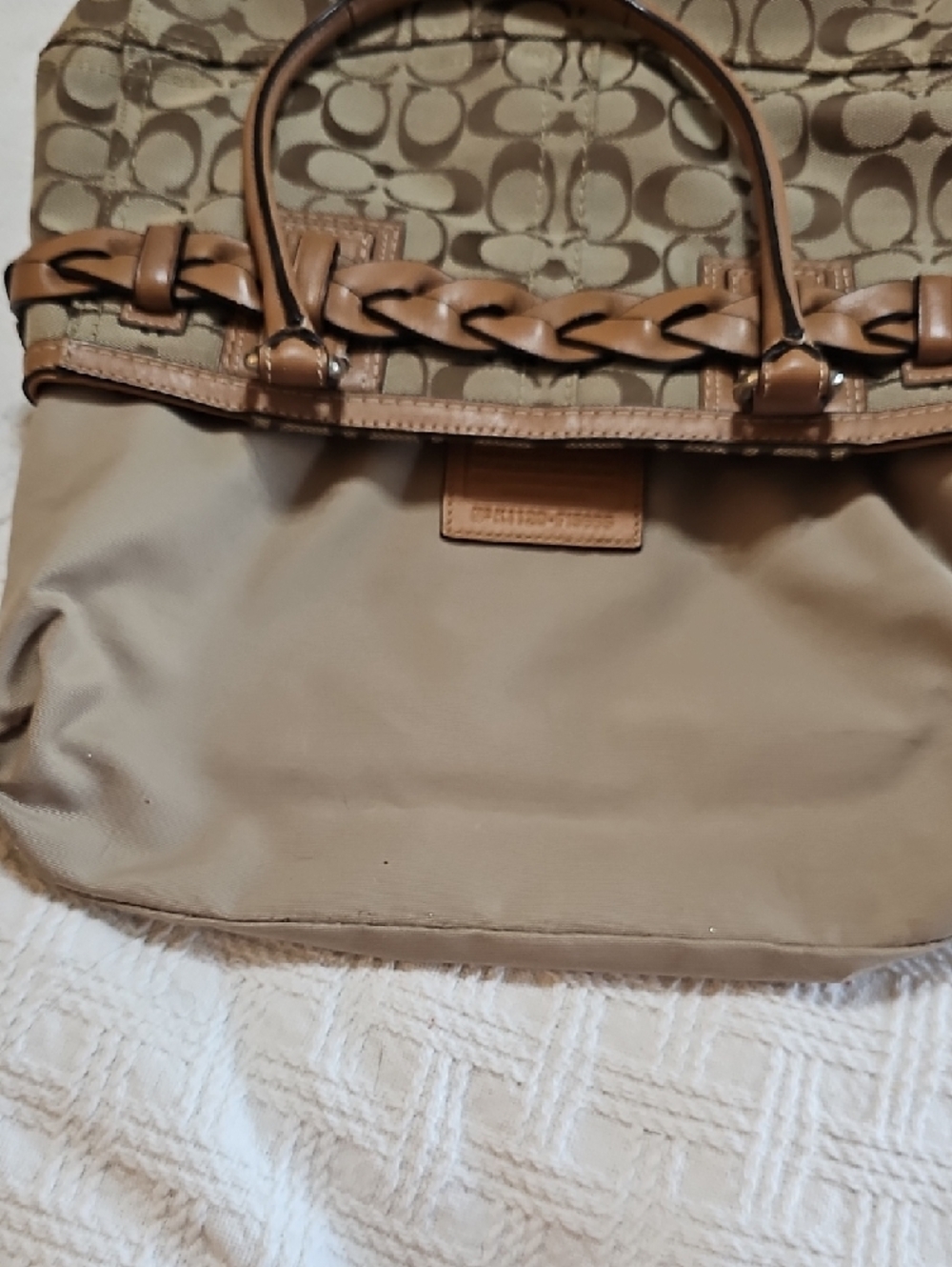 Coach Tan Signature Canvas Satchel with Leather Trim and Tassel - Picture 12 of 14